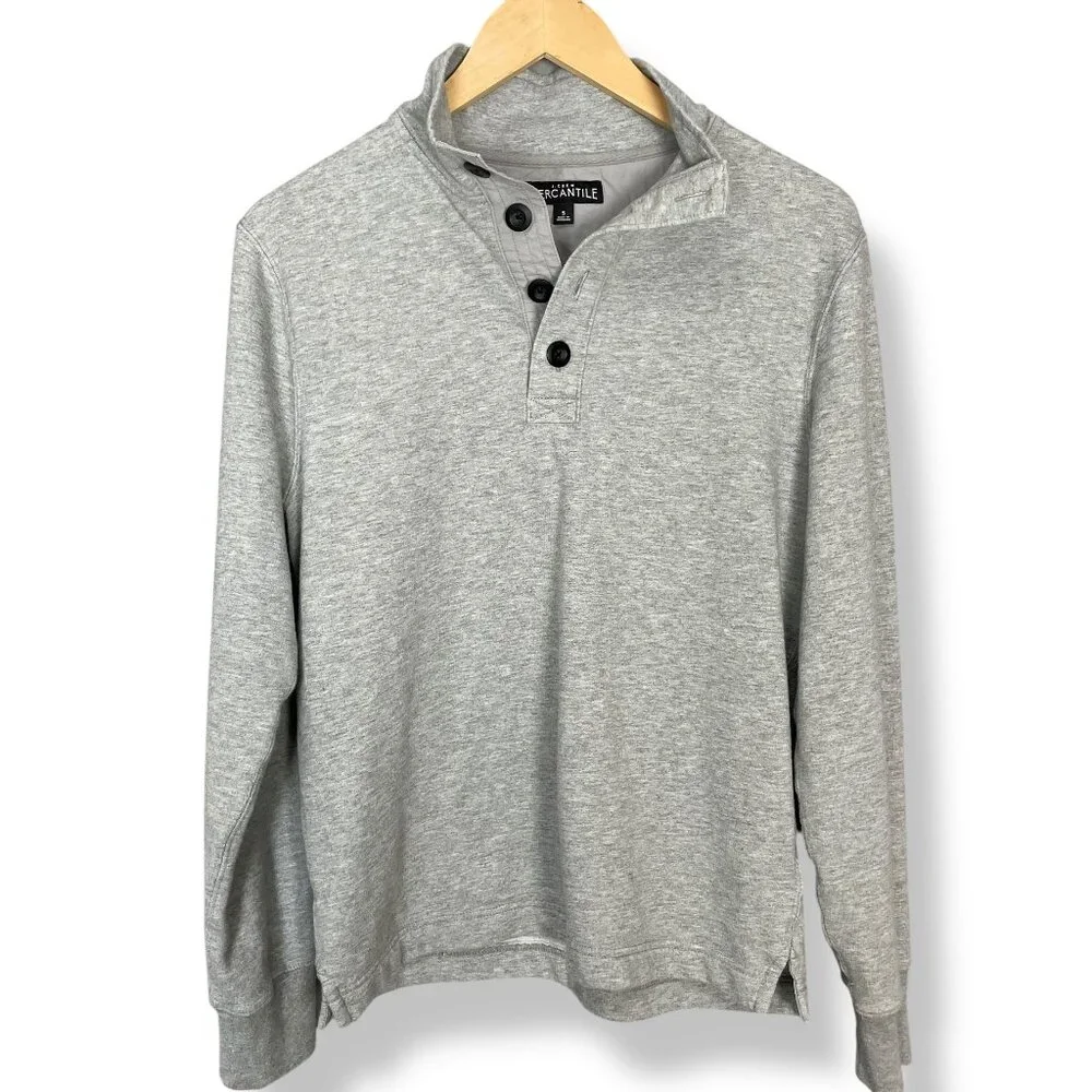 J. Crew Mercantile‎ Sweatshirt Fleece Mockneck Pullover Men Small Heather Gray